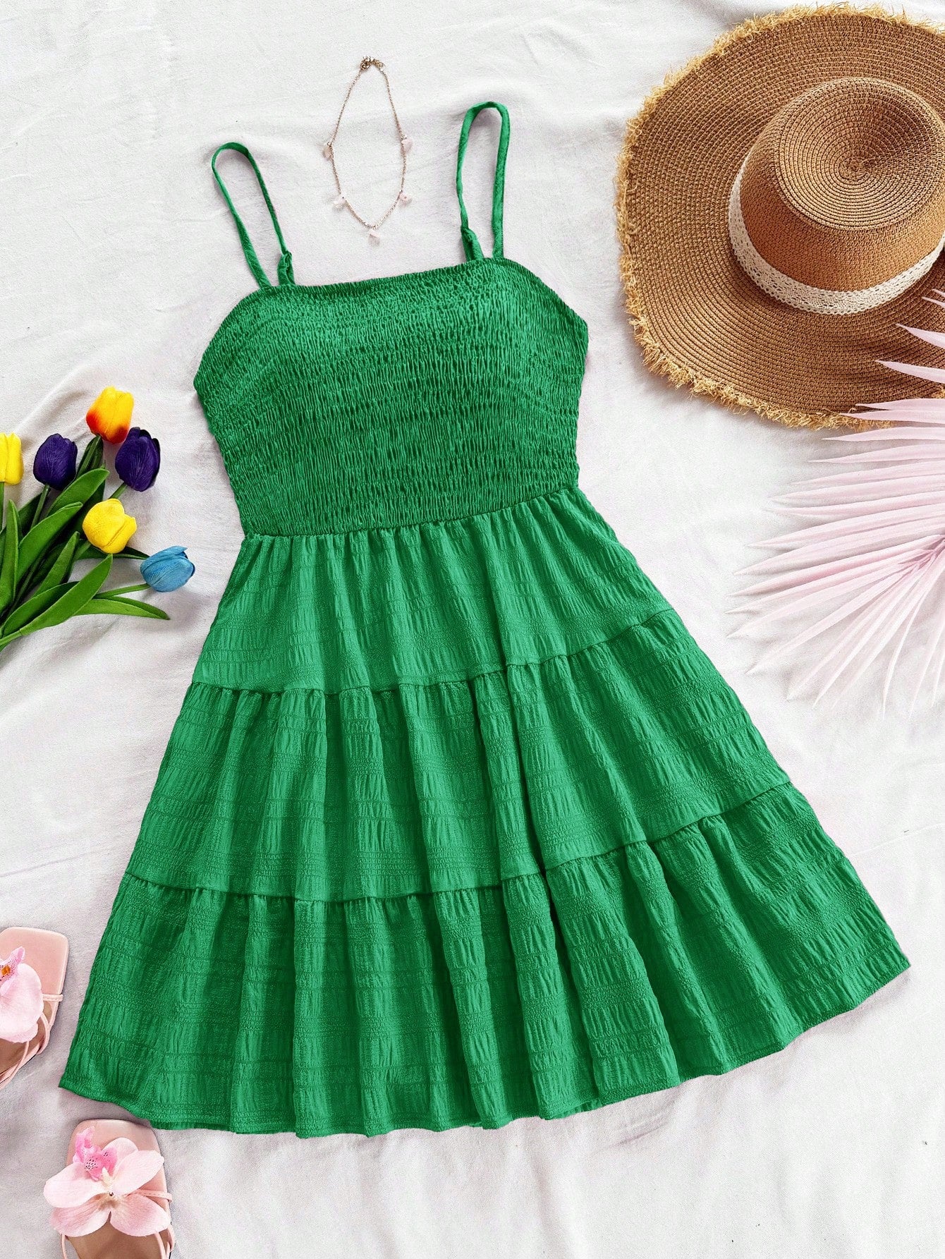 Soleia Casual Summer Halter Neck Dress With Ruffled Hem