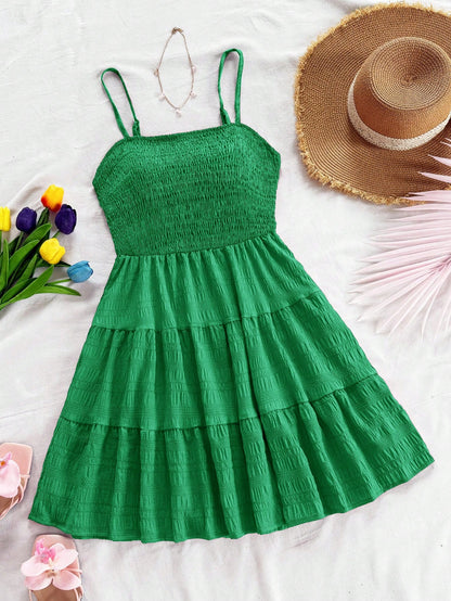 Soleia Casual Summer Halter Neck Dress With Ruffled Hem