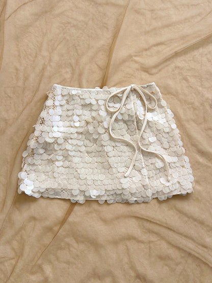 Soleia New Sexy Low-Waist Sequin Mini Skirt, Bohemian, Boho, Vacation, Vintage, Holiday, Beach, Cruise