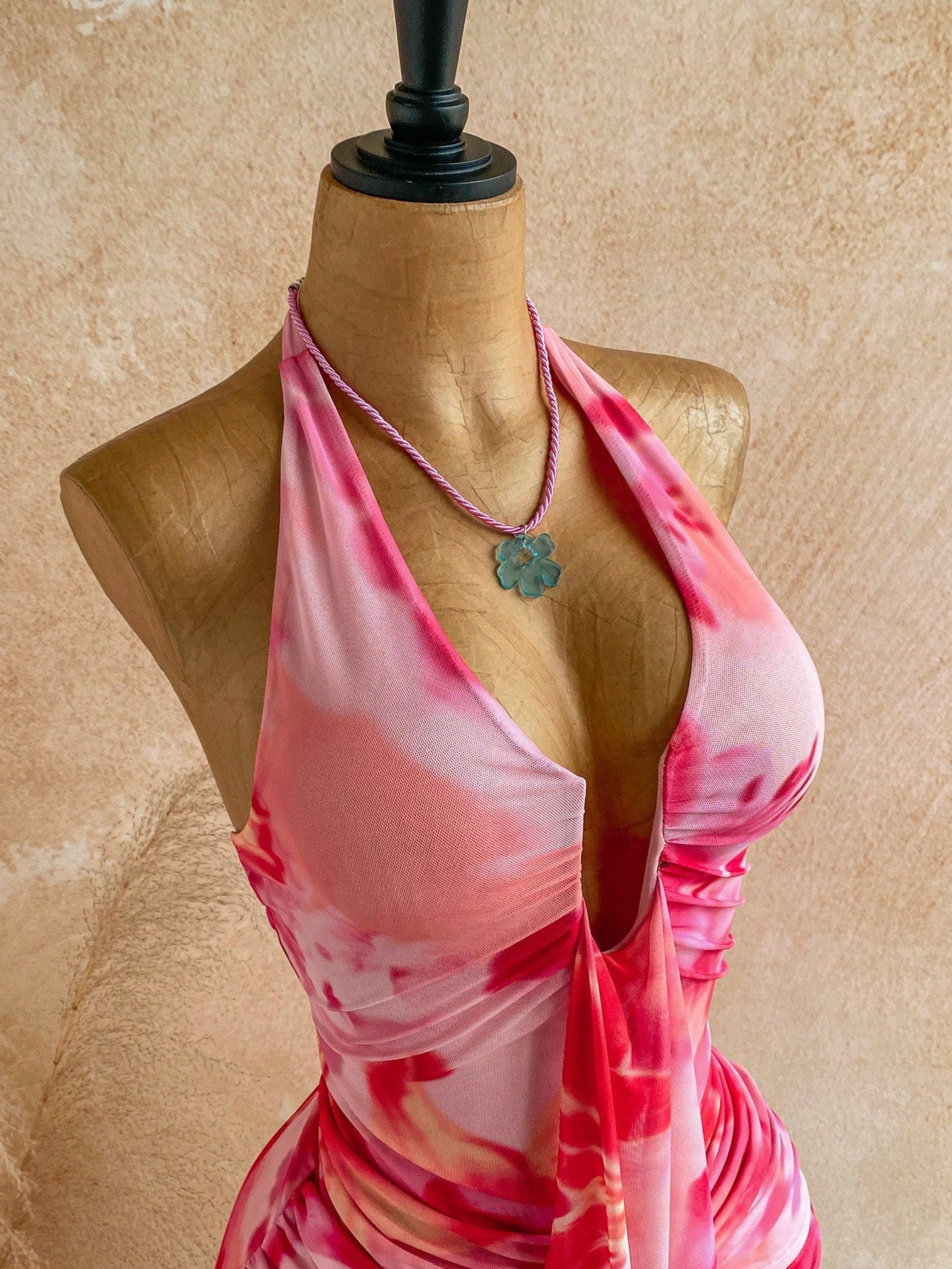 Soleia Women's Floral Print Halter Tie Sexy Mini Dress For Dates & Parties No Chest Padding