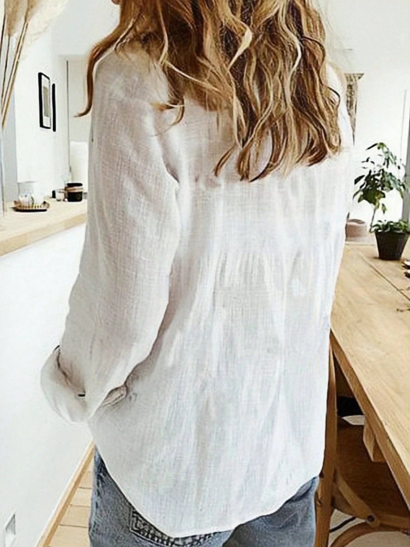 Solid Button-Down Shirt, Elegant Long Sleeve Collared Shirt Spring, For Women
