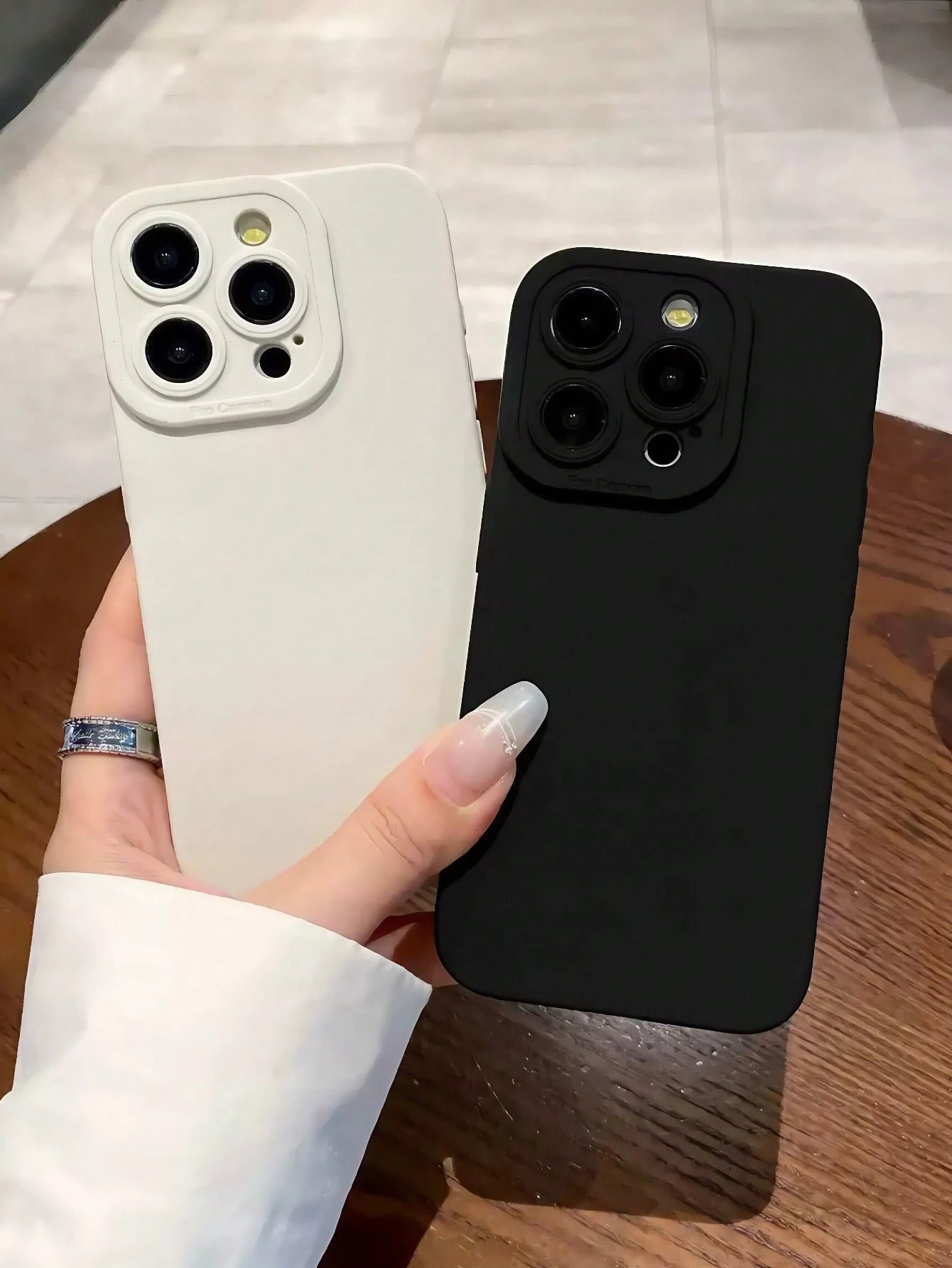 Solid Color Minimalist Black Silicone Shockproof Angel's Eye Full Coverage Silicone Shockproof Phone Case, Compatible With Iphone 15 Pro Max, 16/16 Pro Max/16 Plus, 11/11 Pro Max, 13/13 Pro Max/13 Min