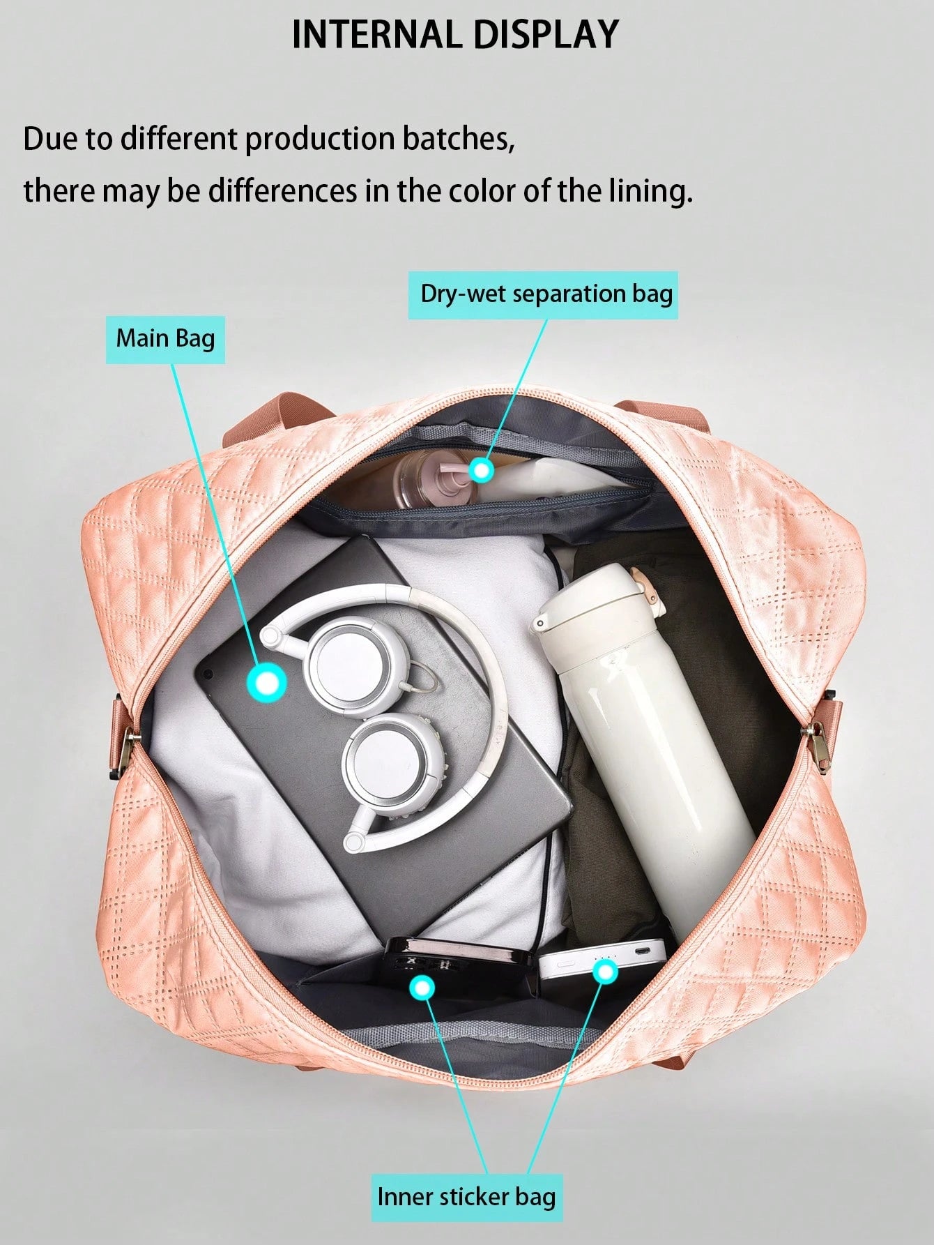 Solid Color Unisex Travel Luggage Zipper Tote Bag With Multi-Functional Independent Shoe Compartment, Suitcases Travel Luggage, Portable, Lightweight