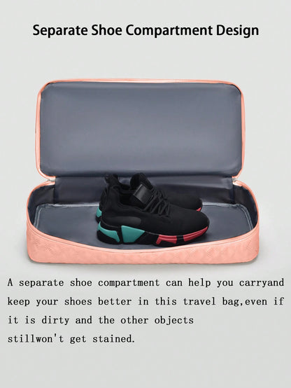 Solid Color Unisex Travel Luggage Zipper Tote Bag With Multi-Functional Independent Shoe Compartment, Suitcases Travel Luggage, Portable, Lightweight