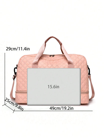 Solid Color Unisex Travel Luggage Zipper Tote Bag With Multi-Functional Independent Shoe Compartment, Suitcases Travel Luggage, Portable, Lightweight