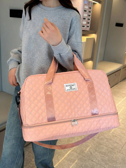 Solid Color Unisex Travel Luggage Zipper Tote Bag With Multi-Functional Independent Shoe Compartment, Suitcases Travel Luggage, Portable, Lightweight