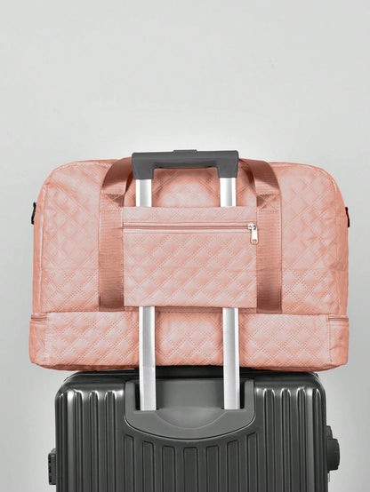 Solid Color Unisex Travel Luggage Zipper Tote Bag With Multi-Functional Independent Shoe Compartment, Suitcases Travel Luggage, Portable, Lightweight