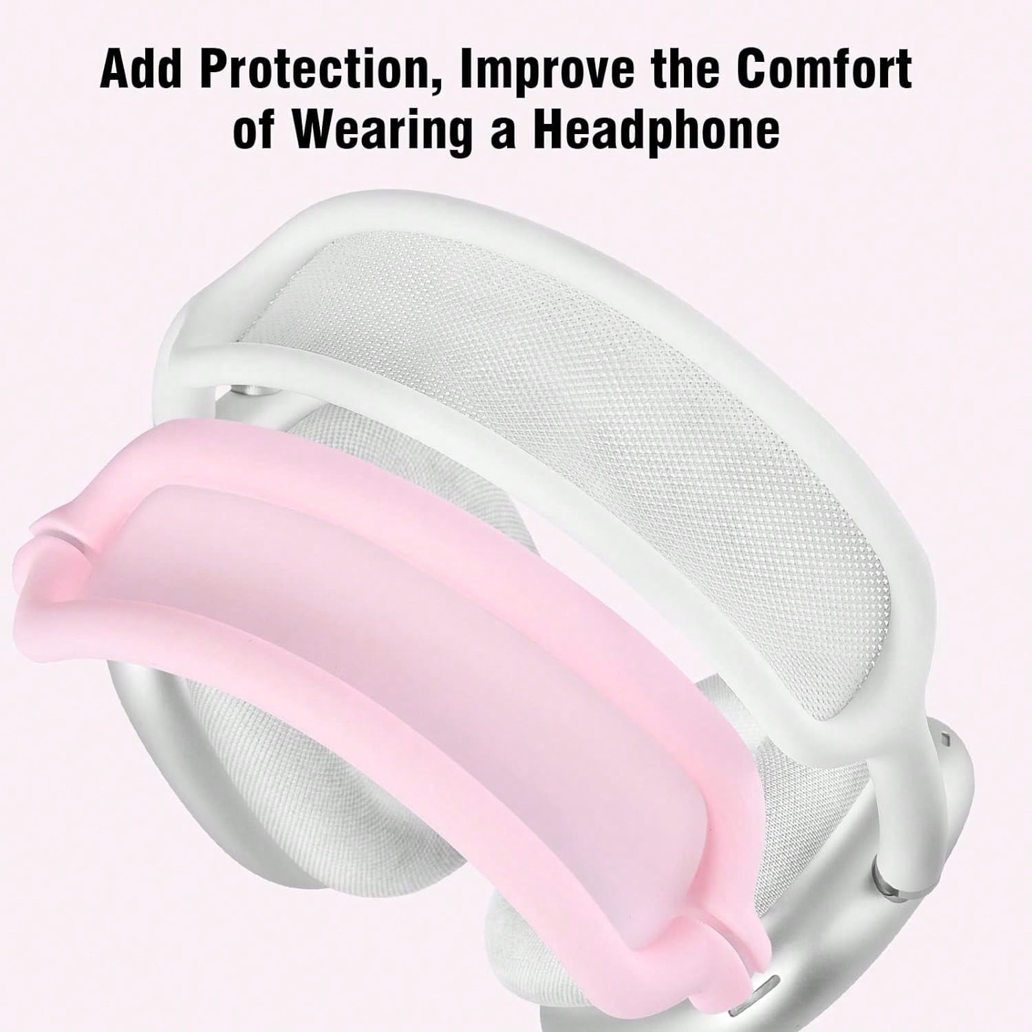 Solid Pink Color Material Silicone 3-In-1 AirPodsMax Silicone Protective Cover, Scratch Resistant Ear Pad Protective Cover/Ear Cup Protective Cover/Headband Protective Cover Spring Gift