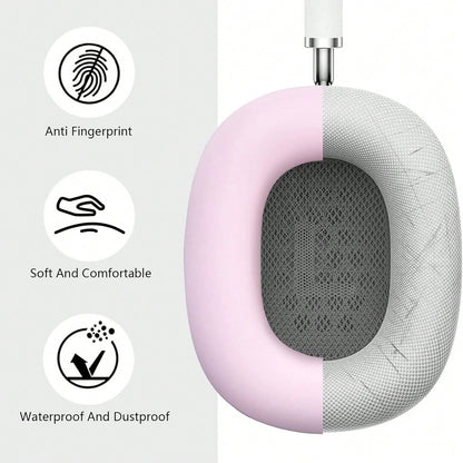 Solid Pink Color Material Silicone 3-In-1 AirPodsMax Silicone Protective Cover, Scratch Resistant Ear Pad Protective Cover/Ear Cup Protective Cover/Headband Protective Cover Spring Gift