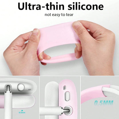 Solid Pink Color Material Silicone 3-In-1 AirPodsMax Silicone Protective Cover, Scratch Resistant Ear Pad Protective Cover/Ear Cup Protective Cover/Headband Protective Cover Spring Gift