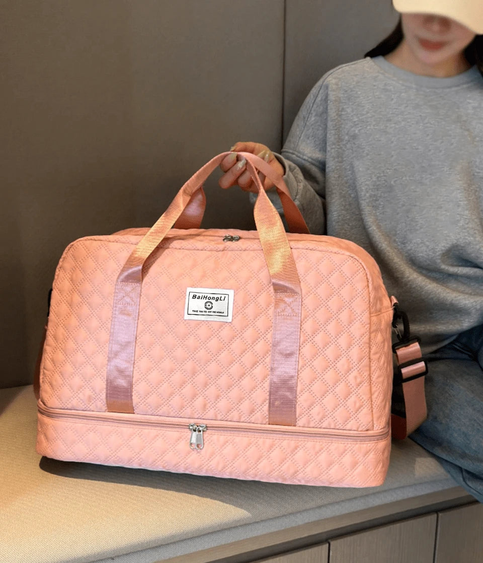 Solid Unisex Travel Tote Separate Shoe Compartment Lightweight Gym Travel Hospital College Carry On Fits Suitcase Gift For Women Mum Friends
