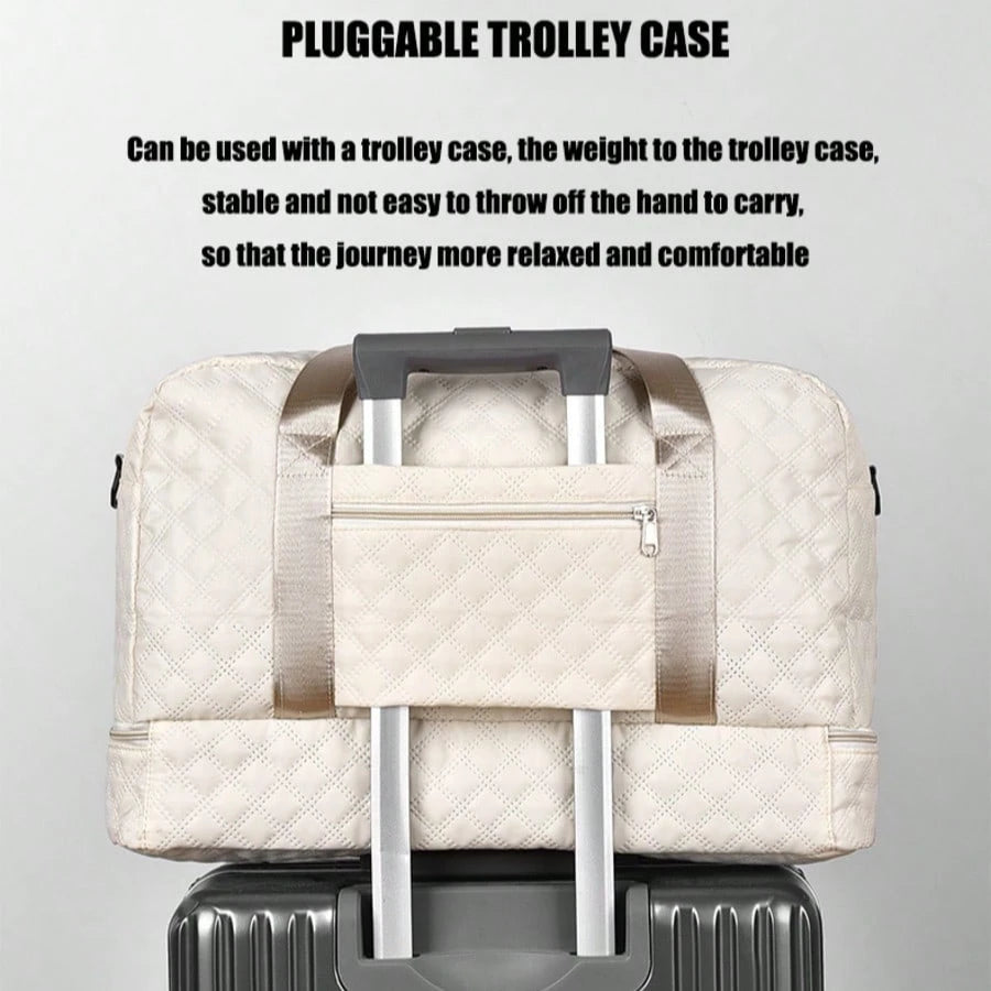 Solid Unisex Travel Tote Separate Shoe Compartment Lightweight Gym Travel Hospital College Carry On Fits Suitcase Gift For Women Mum Friends