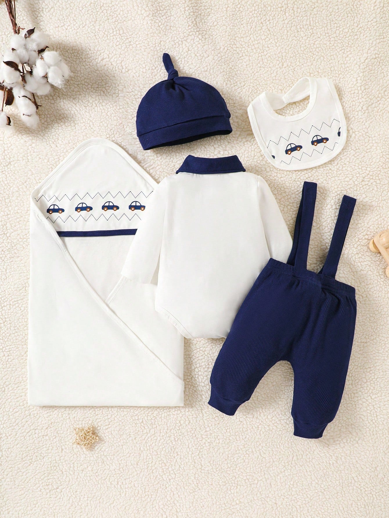 Souflis Souflis Baby Boy Cute Knitted Outfit Gift Box Set 5 Pieces 0-9 Month For Baptismal Baby Clothes
