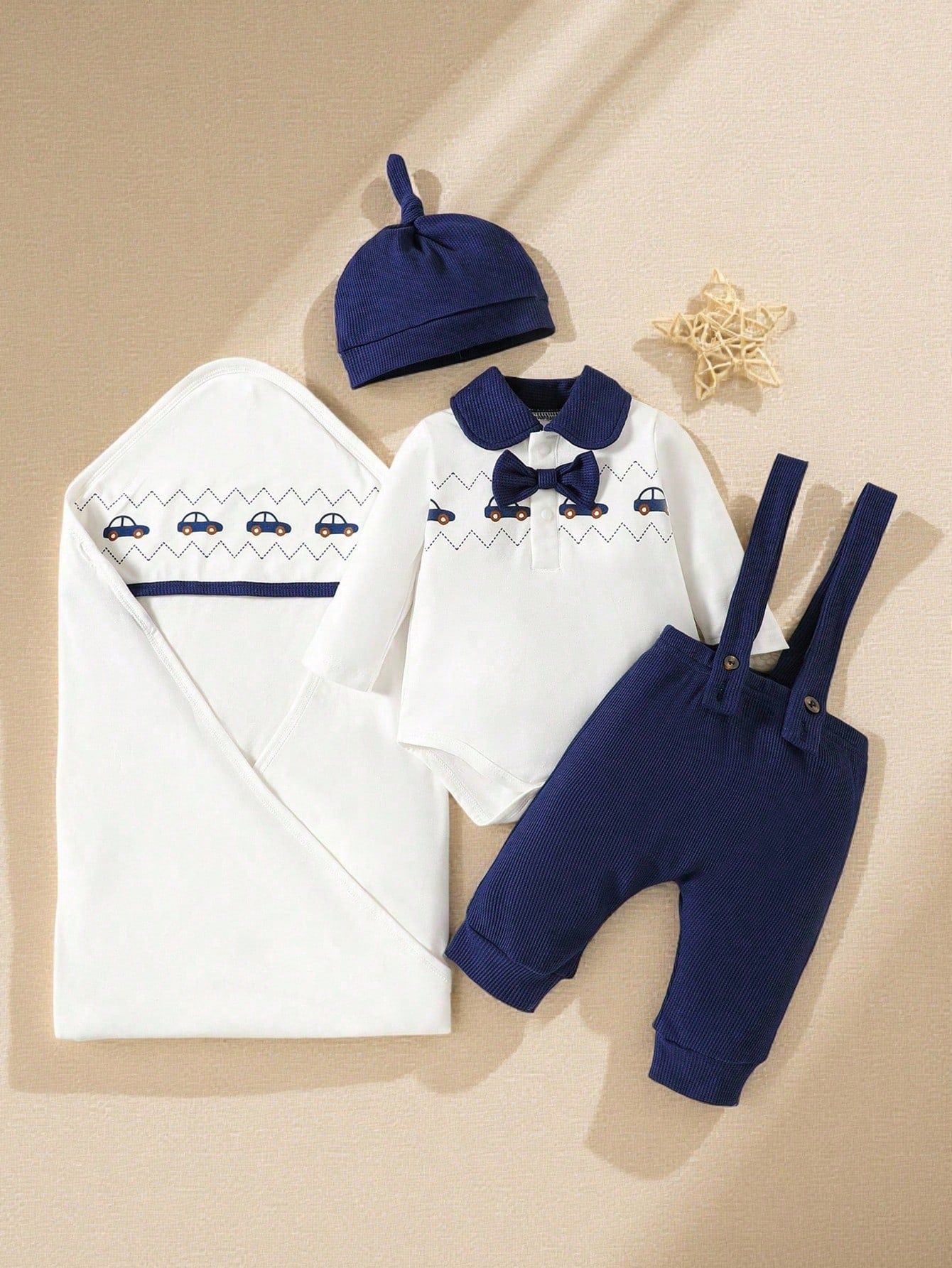 Souflis Souflis Baby Boy Cute Knitted Outfit Gift Box Set 5 Pieces 0-9 Month For Baptismal Baby Clothes