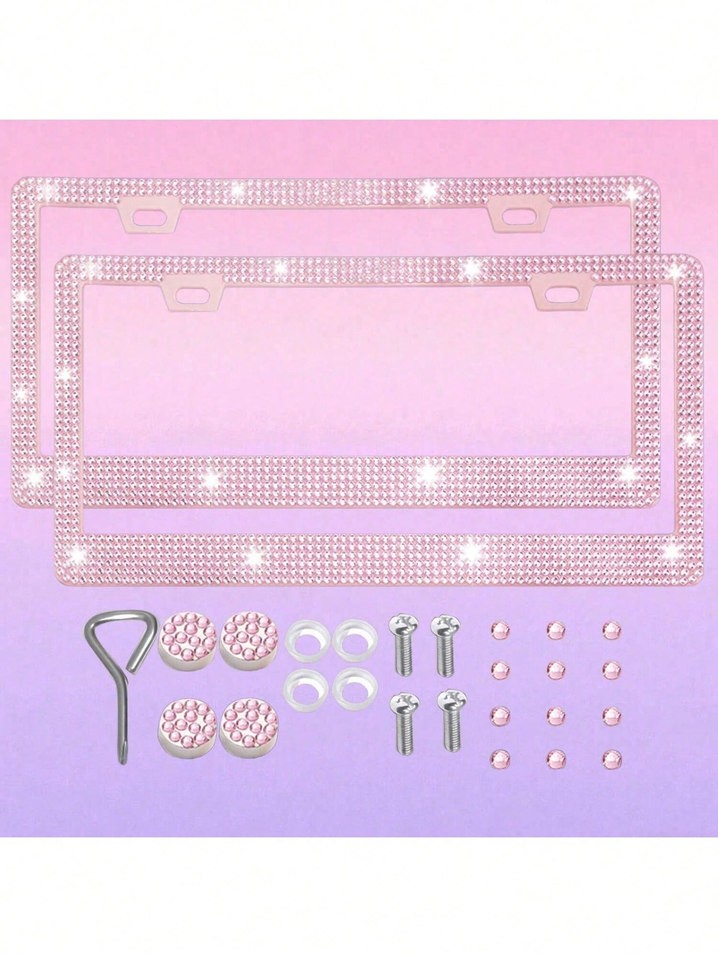 Sparkling Rhinestone Metal Car License Plate Frame, Luxury Rhinestone Studded License Plate Holder 1/2pcs, Suitable For Various Car Models License Plate Decoration Accessories