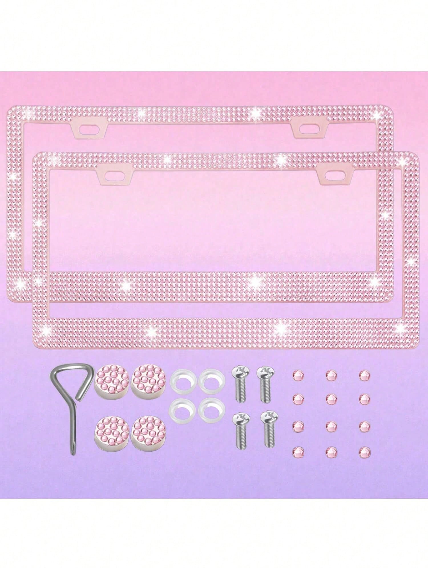Sparkling Rhinestone Metal Car License Plate Frame, Luxury Rhinestone Studded License Plate Holder 1/2pcs, Suitable For Various Car Models License Plate Decoration Accessories