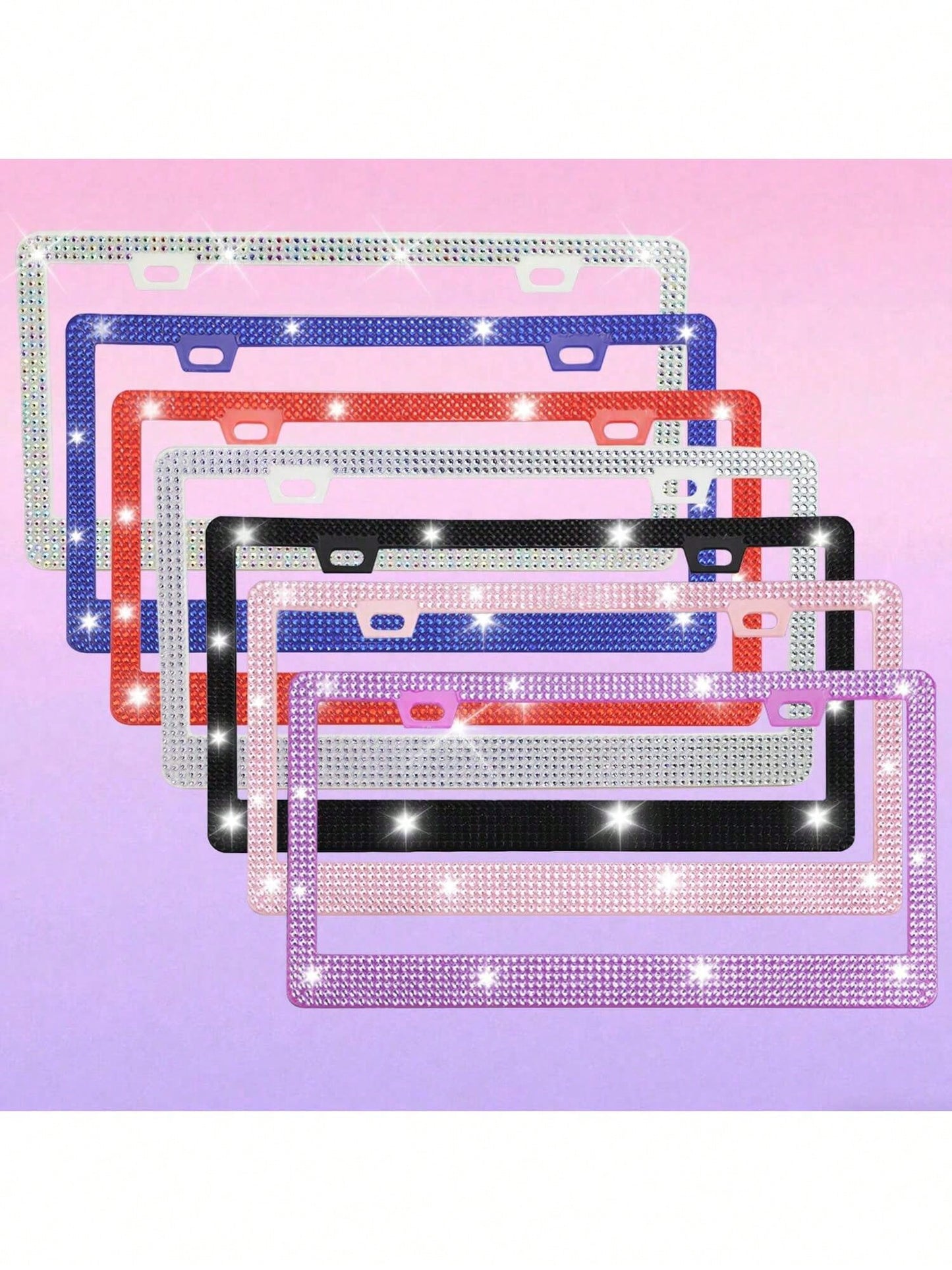 Sparkling Rhinestone Metal Car License Plate Frame, Luxury Rhinestone Studded License Plate Holder 1/2pcs, Suitable For Various Car Models License Plate Decoration Accessories