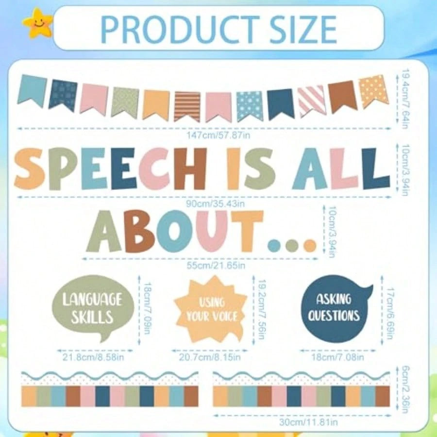 Speech Therapy Classroom Decor Speech Bulletin Board Decorations Speech Therapy Classroom Decor Sets, Back To School Paper Cutouts, Speech Learning Bulletin Board, Classroom Wall Supplies