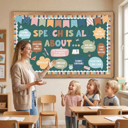 Speech Therapy Classroom Decor Speech Bulletin Board Decorations Speech Therapy Classroom Decor Sets, Back To School Paper Cutouts, Speech Learning Bulletin Board, Classroom Wall Supplies