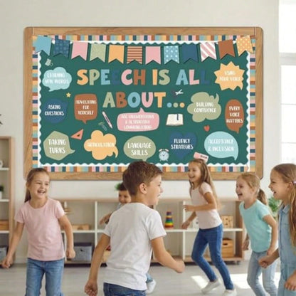 Speech Therapy Classroom Decor Speech Bulletin Board Decorations Speech Therapy Classroom Decor Sets, Back To School Paper Cutouts, Speech Learning Bulletin Board, Classroom Wall Supplies