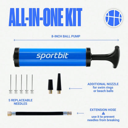 SPORTBIT Ball Pump For Sports Balls- Push &Amp; Pull Inflating System- Hand Pump For All Exercise Balls- Volleyball Pump, Basketball Inflator, Football &Amp; Soccer Ball Air Pump