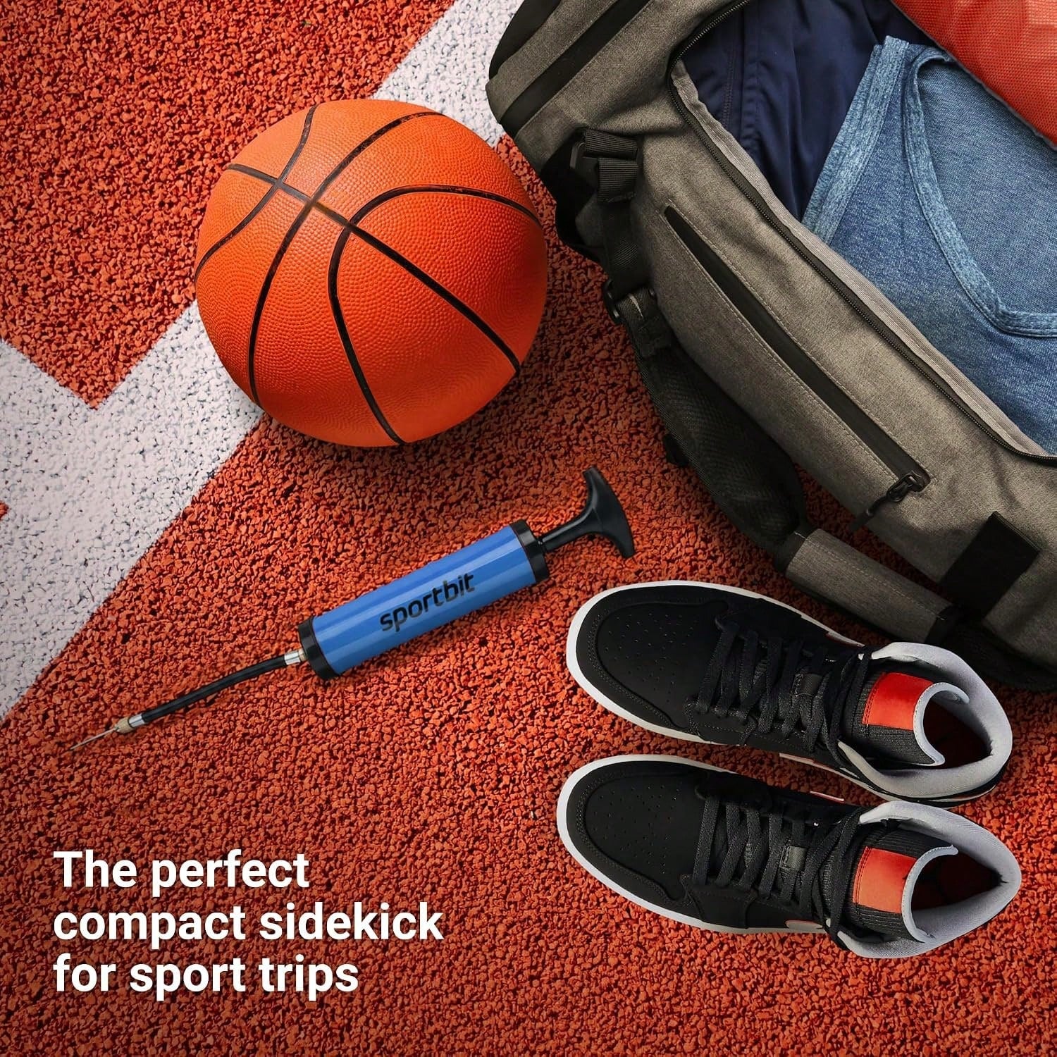 SPORTBIT Ball Pump For Sports Balls- Push &Amp; Pull Inflating System- Hand Pump For All Exercise Balls- Volleyball Pump, Basketball Inflator, Football &Amp; Soccer Ball Air Pump