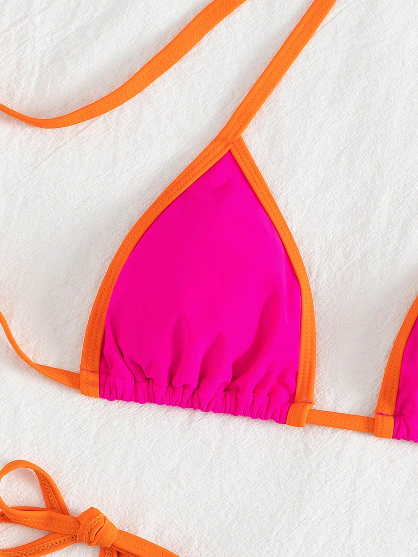 Spring Break Women's Colorblock Sexy Halter Tie Bikini Beach Vacation Swimwear Set Summer