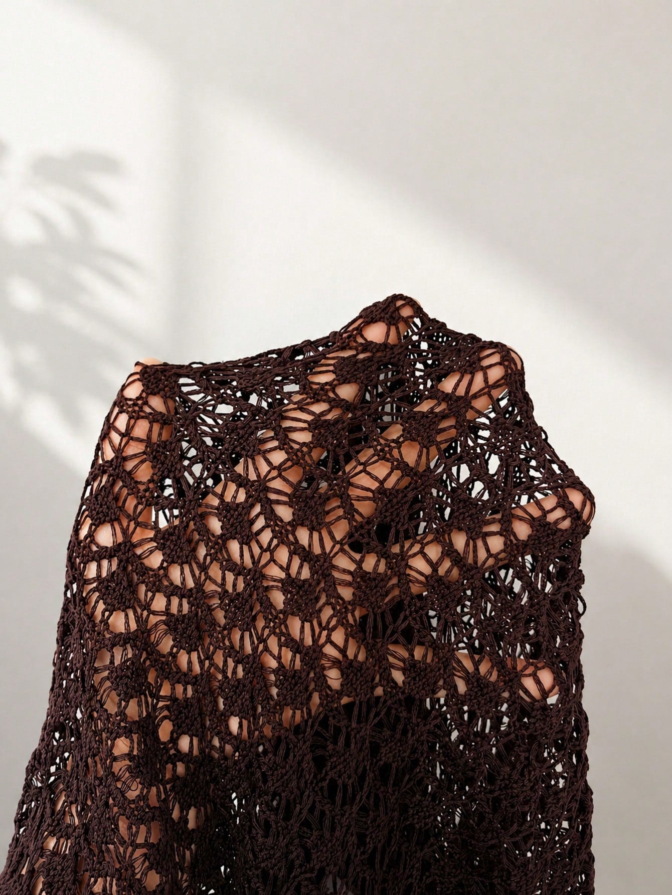 Spring/Summer New Women's Brown V-Neck Tie-Up Fitted Knit Maxi Dress, Y2K Bohemian Hollow Out Elegant Casual Beach Vacation Maxi Dress, Vacationcore