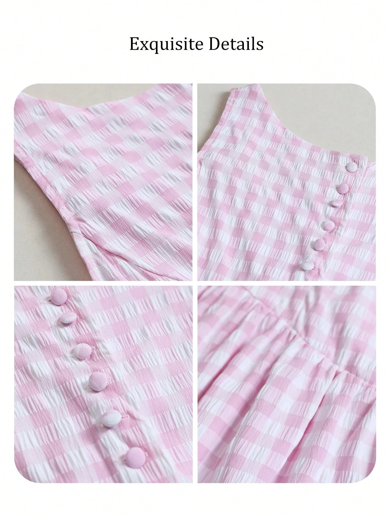 Spring/Summer Pink Plaid Off-Shoulder Dress, French Elegant Style, Valentine's Day, Vacation, Daily Wear