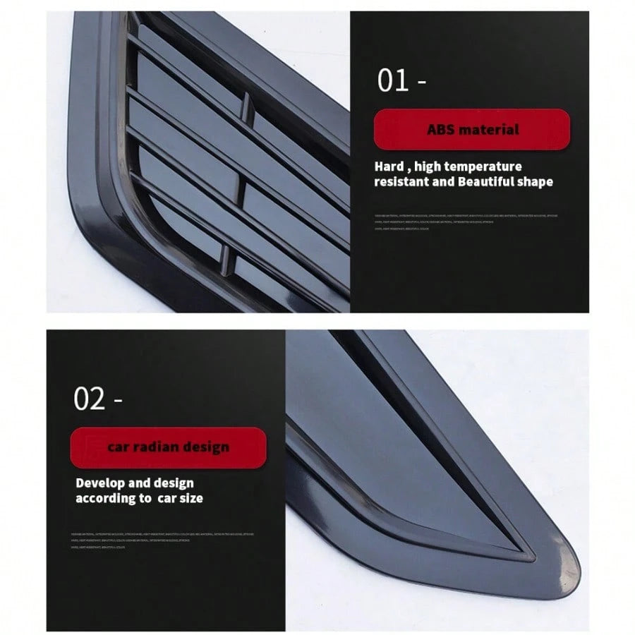 SS STYLE BLACK BONNET HOOD VENT SCOOP COVERS FOR 16-2023 CHEVY CAMARO 1LT LT RS