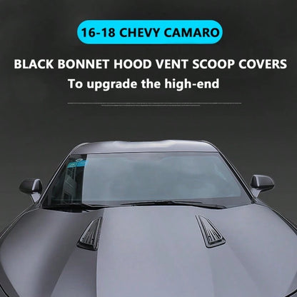 SS STYLE BLACK BONNET HOOD VENT SCOOP COVERS FOR 16-2023 CHEVY CAMARO 1LT LT RS