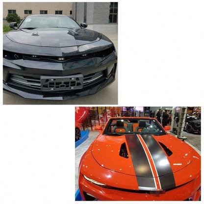 SS STYLE BLACK BONNET HOOD VENT SCOOP COVERS FOR 16-2023 CHEVY CAMARO 1LT LT RS