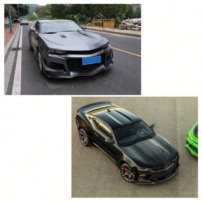 SS STYLE BLACK BONNET HOOD VENT SCOOP COVERS FOR 16-2023 CHEVY CAMARO 1LT LT RS