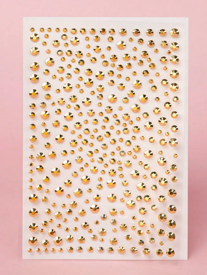 STARTTOOS Gold Tone Multisize & 3d Imitation Gemstone Face & Eye Stickers Diy Music Festival Y2k Makeup Party Decoration,Concert Look,Face Gems