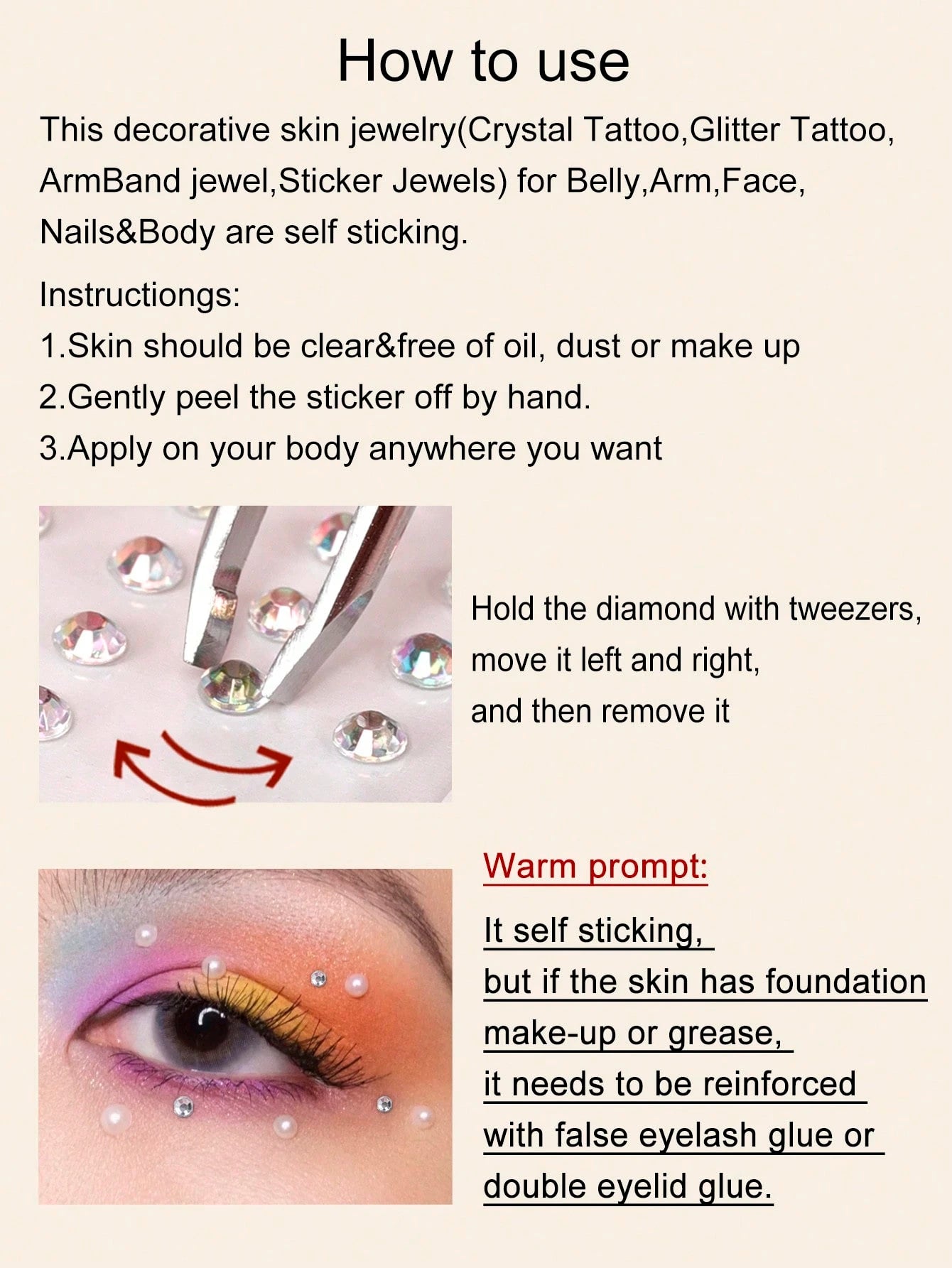 STARTTOOS Gold Tone Multisize & 3d Imitation Gemstone Face & Eye Stickers Diy Music Festival Y2k Makeup Party Decoration,Concert Look,Face Gems
