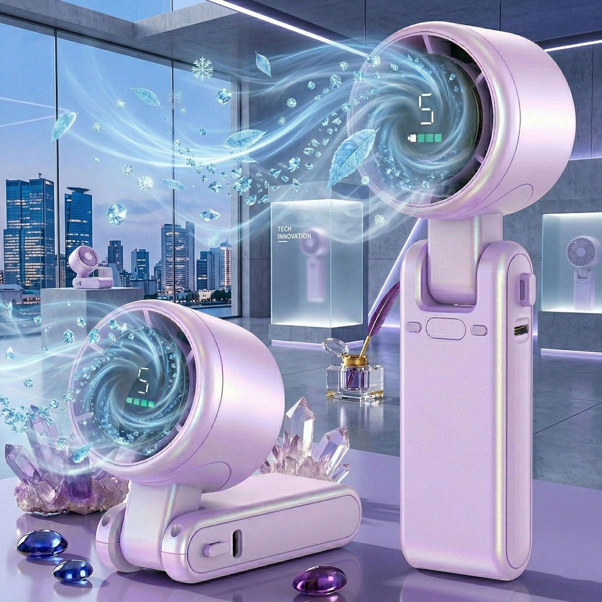 Stop Sweating! Ultra-Fast 10m/S Handheld Turbo Fan- Long Battery Life, 3,550 RPM Turbo Fan| 5 Speeds & 180° Foldable| Your Pocket-Sized AC, The Ultimate Travel Essential: 5-Gear Foldable Turbo Fan