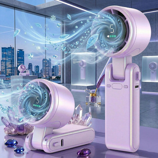 Stop Sweating! Ultra-Fast 10m/S Handheld Turbo Fan- Long Battery Life, 3,550 RPM Turbo Fan| 5 Speeds & 180° Foldable| Your Pocket-Sized AC, The Ultimate Travel Essential: 5-Gear Foldable Turbo Fan
