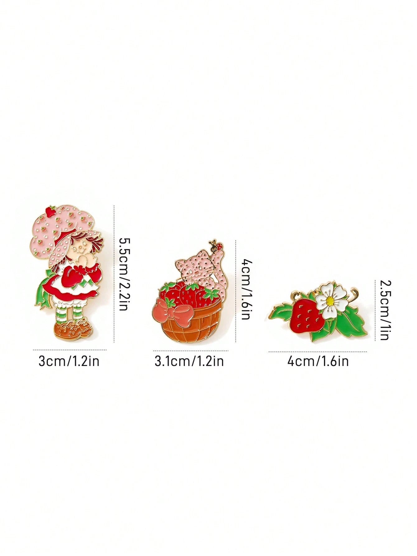 Strawberry Shortcake X Fashionable And Cute Strawberry And Cat Zinc Alloy Brooch Badge, A Collectible Gift, And Gold Brooch/Pins.,Gift Ideas