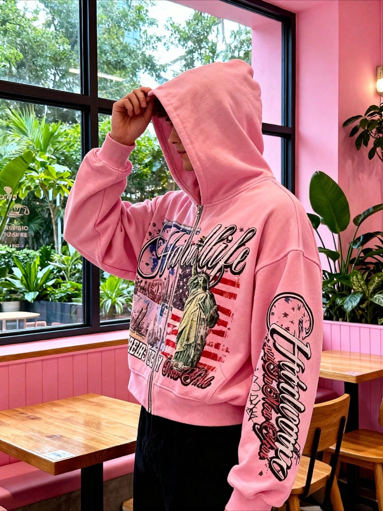 Streetwear Zip-Up Hoodie| Unisex Oversized Graphic Pullover| Y2K Vintage Style, Back To School