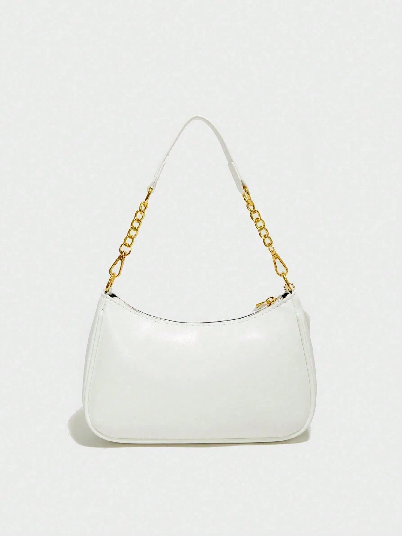 Stylish New Shoulder Bag Featuring Patterned Accents And A Pearl Bow Pendant. Solid-Color Waterproof PU Fabric Shoulder Bag Crescent Bag, Underarm Bag