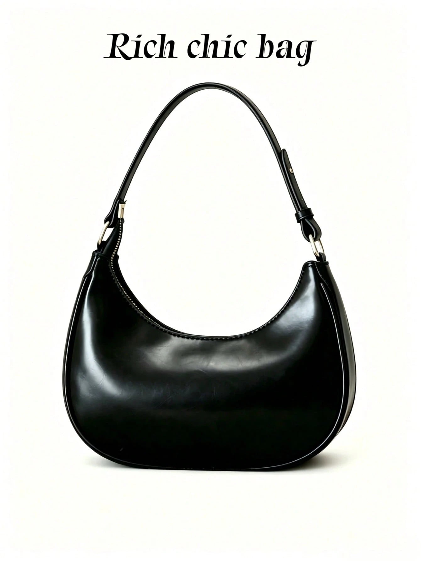 Stylish New Shoulder Bag Featuring Patterned Accents And A Pearl Bow Pendant. Solid-Color Waterproof PU Fabric Shoulder Bag Crescent Bag, Underarm Bag