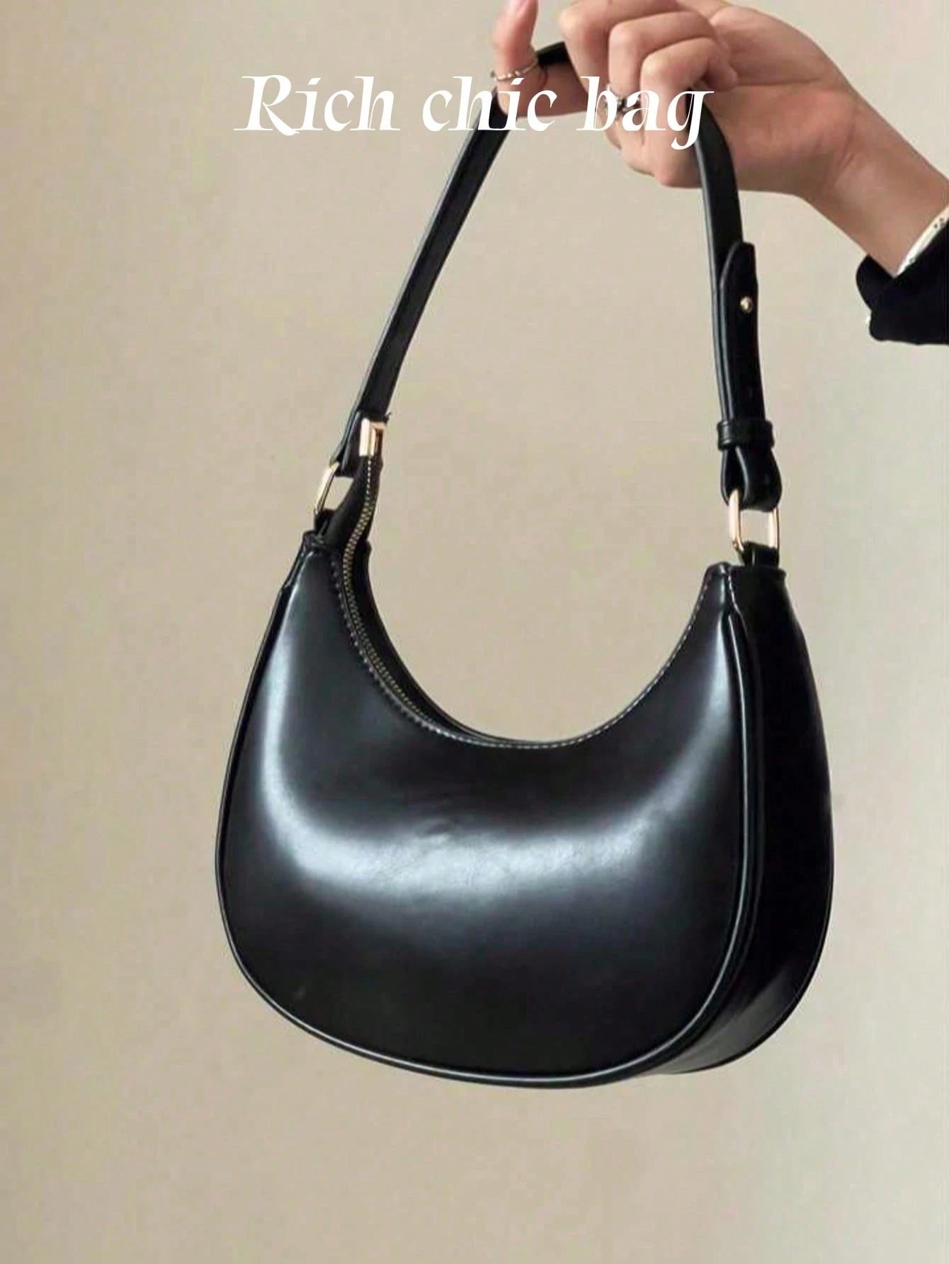Stylish New Shoulder Bag Featuring Patterned Accents And A Pearl Bow Pendant. Solid-Color Waterproof PU Fabric Shoulder Bag Crescent Bag, Underarm Bag
