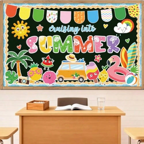 Summer Bulletin Board Decorations- Cruising Into Summer Classroom Decorations Set Beach Paper Cutouts Bulletin Board Decor School Office Wall Decor Supplies