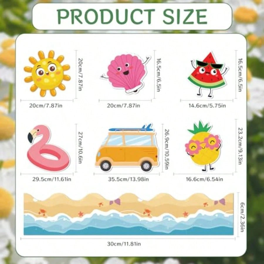 Summer Bulletin Board Decorations- Cruising Into Summer Classroom Decorations Set Beach Paper Cutouts Bulletin Board Decor School Office Wall Decor Supplies