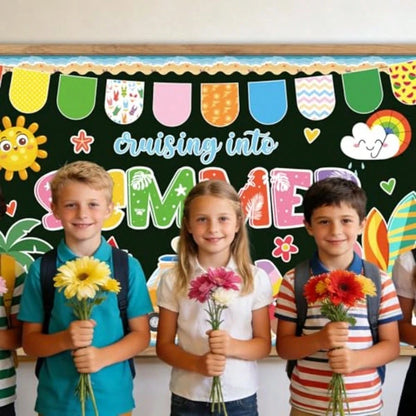 Summer Bulletin Board Decorations- Cruising Into Summer Classroom Decorations Set Beach Paper Cutouts Bulletin Board Decor School Office Wall Decor Supplies