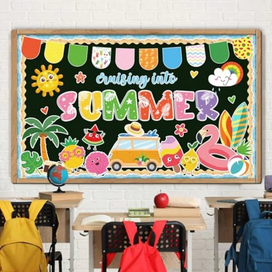 Summer Bulletin Board Decorations- Cruising Into Summer Classroom Decorations Set Beach Paper Cutouts Bulletin Board Decor School Office Wall Decor Supplies