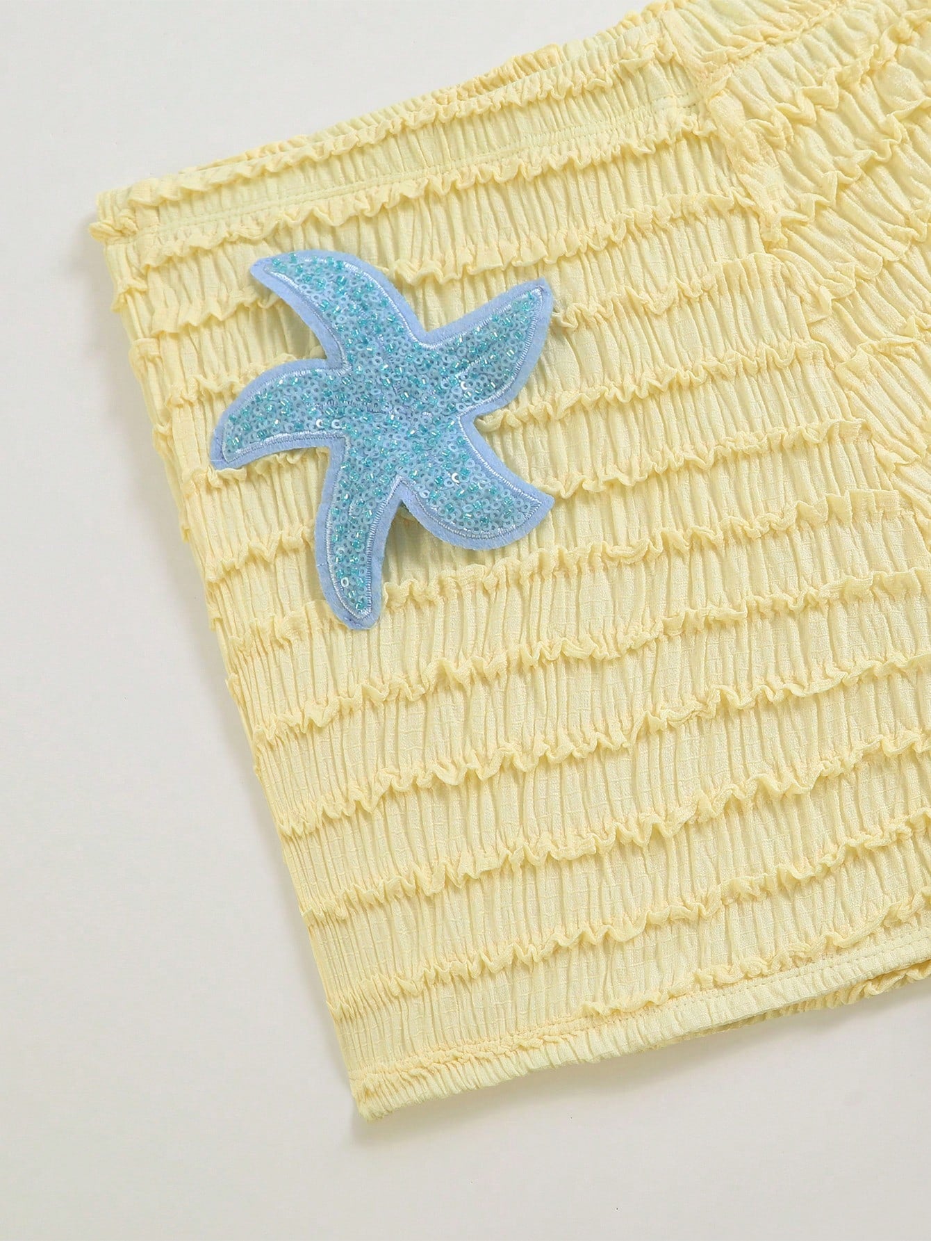 Sweetra 2026 Spring/Summer Latest Fashion Casual Vacation Sweet Minimalist Light Yellow With Blue Star Decor Wide Strap Bikini Bottom Plus Size Women's Tank Top Camisole Swimsuit Set