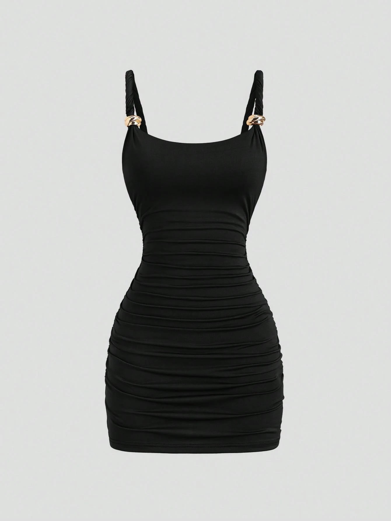 Sweetra European And American New Summer Outing Outfit Twisted Rope Fashion Metal Buckle Hot Girl Street Style Slimming Flattering Daily Commute Versatile Mini Dress