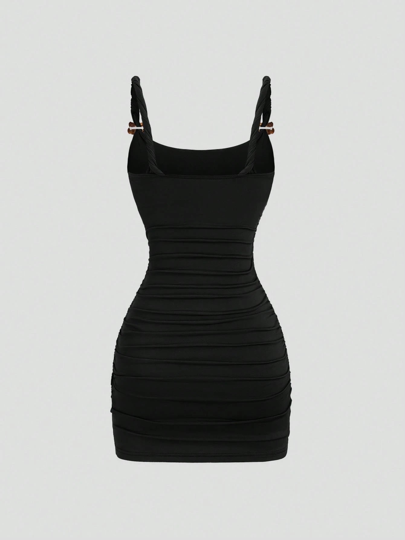 Sweetra European And American New Summer Outing Outfit Twisted Rope Fashion Metal Buckle Hot Girl Street Style Slimming Flattering Daily Commute Versatile Mini Dress