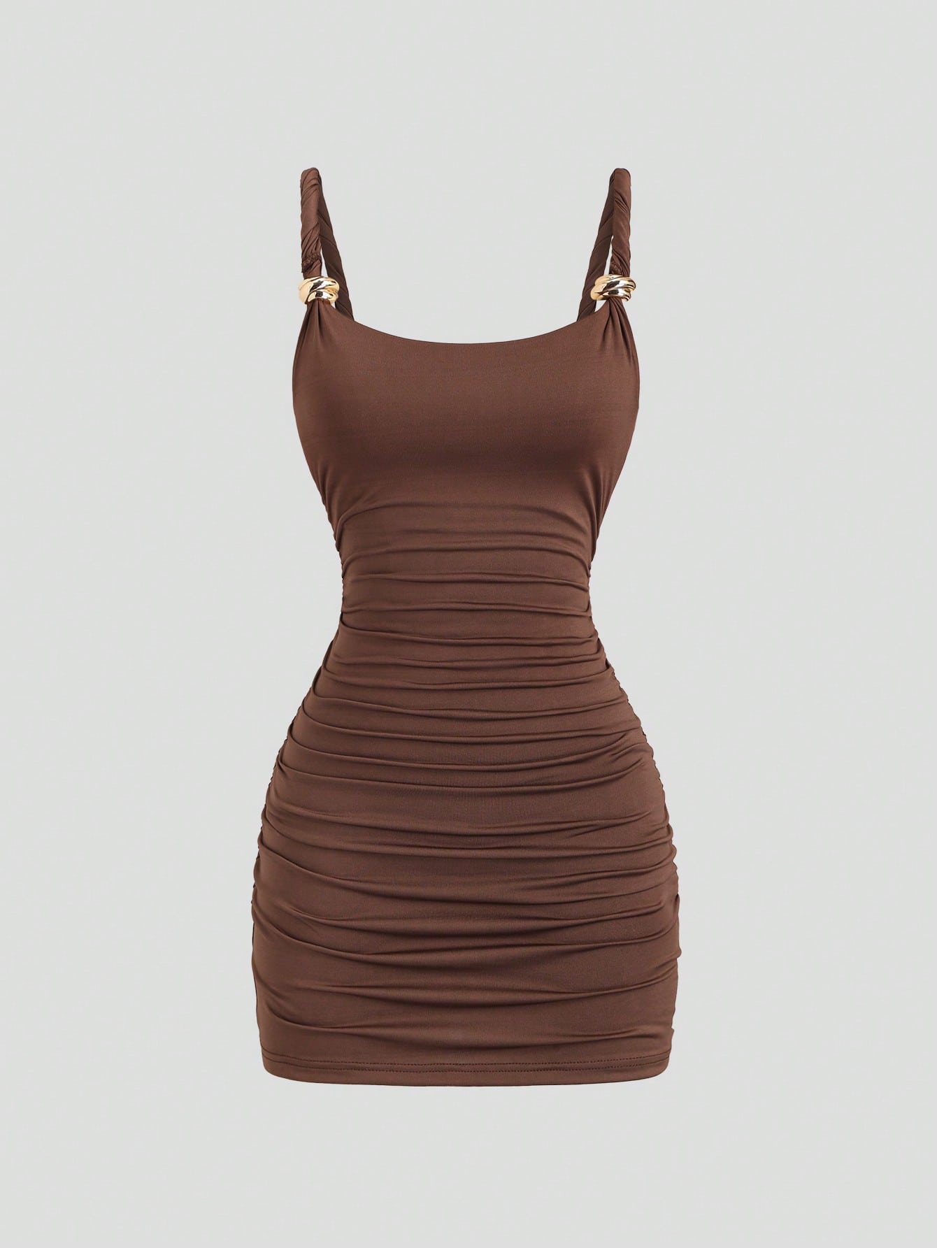 Sweetra European And American New Summer Outing Outfit Twisted Rope Fashion Metal Buckle Hot Girl Street Style Slimming Flattering Daily Commute Versatile Mini Dress